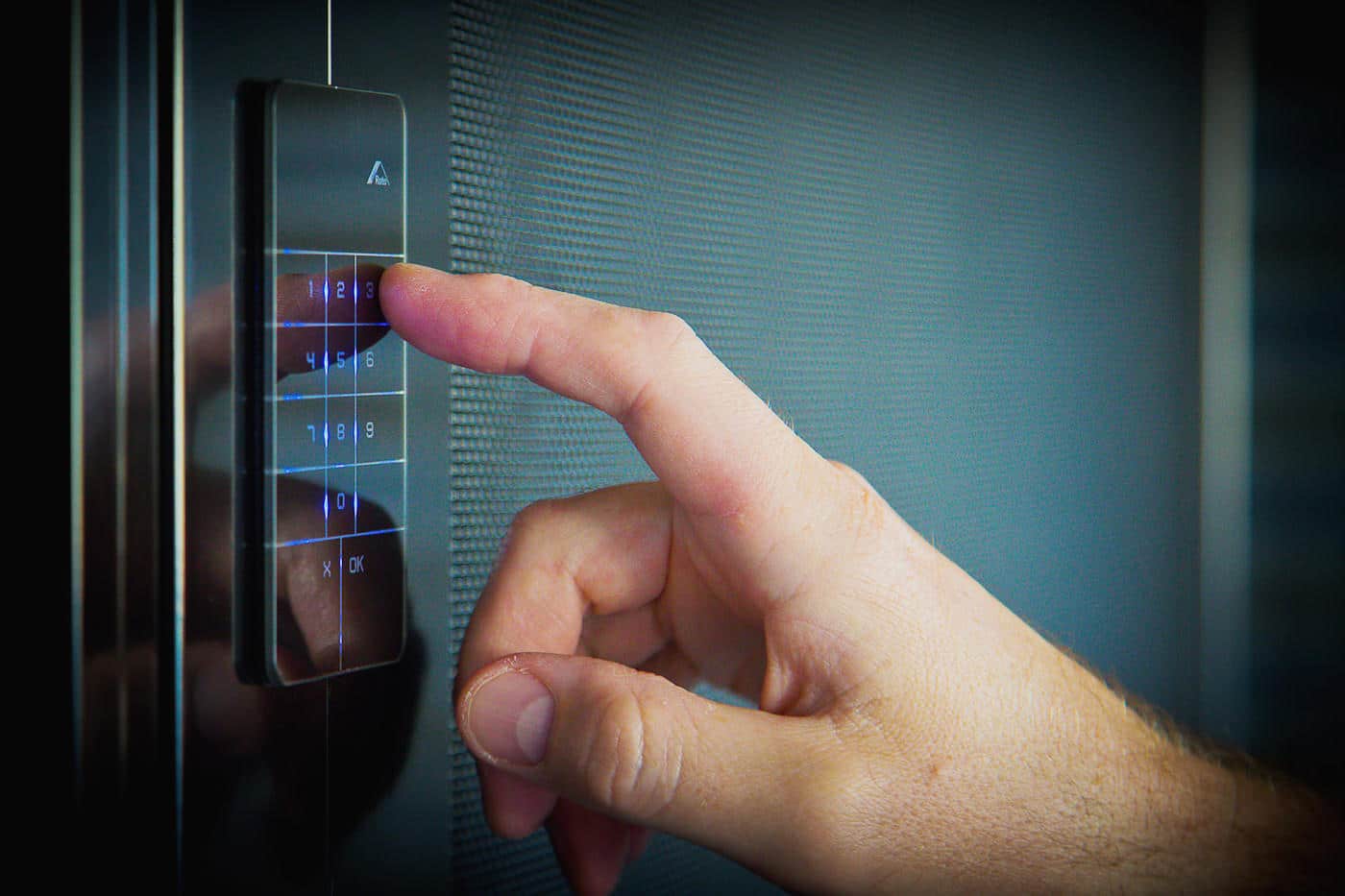 February 14, 2018 Close-up of hand settings Crimsafe safety mechanics. Available at Complete Blinds Australia.