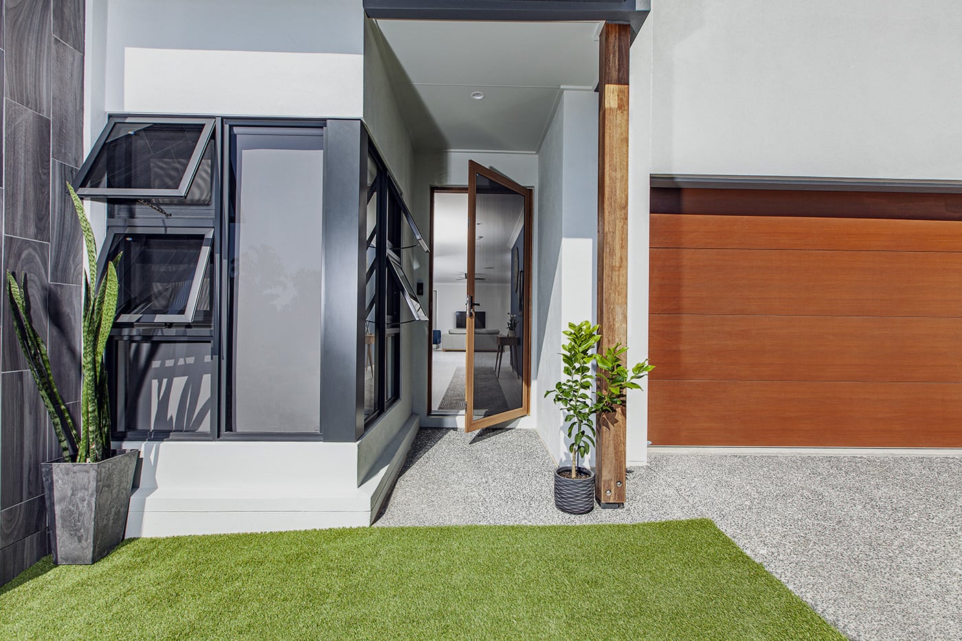 Crimsafe security door installed on Brisbane home front entry providing intruder protection with mesh visibility