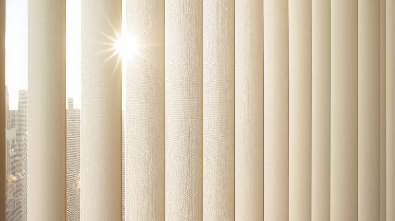 Sunscreen fabric vertical blinds filtering Brisbane sunlight while maintaining outward view and reducing glare