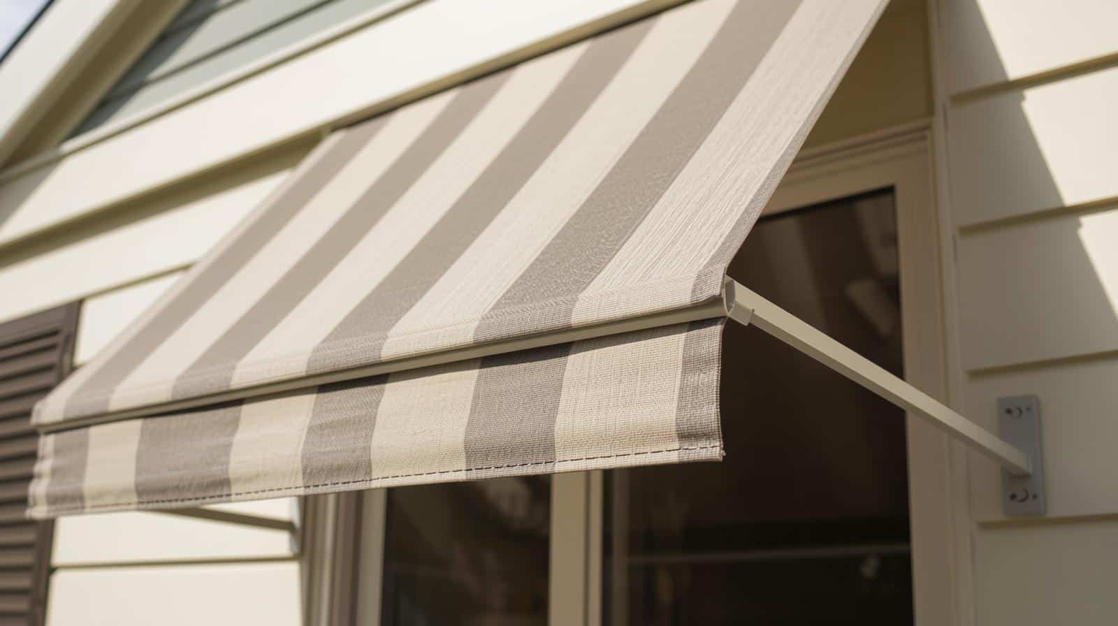Stylish fabric window awnings on a Brisbane home exterior adding shade and street appeal