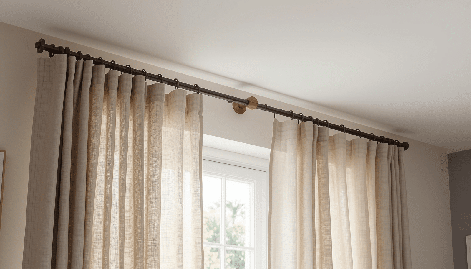 Decorative curtain rod adding warmth and character to a room